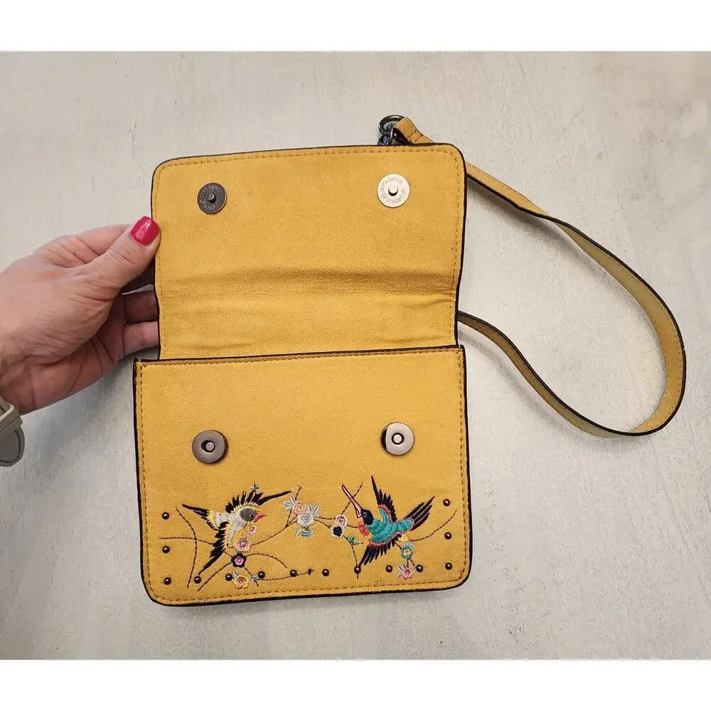 Topshop Polly Bird Embroidered Crossbody Bag Yellow - Picture 6 of 10